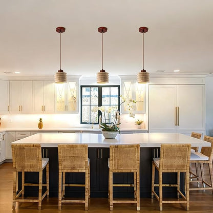 Stone Pendant Light - Nordic Wabi Sabi Lamp, Yellow Travertine Wabi Sabi Chandelier for Dining/Cafe/Restaurant, Adjustable Cord Stone Light for Indoor Use