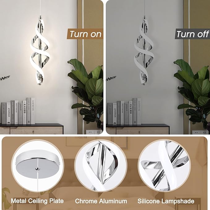 3 Packs Modern Pendant Light,4000K LED Kitchen Island Pendant Lights,Adjustable Pendant Lighting Over Island Hanging Pendant Light Fixtures for Kitchen Dining Room Hallway(Chrome, 3 Packs)