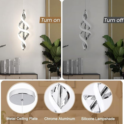 3 Packs Modern Pendant Light,4000K LED Kitchen Island Pendant Lights,Adjustable Pendant Lighting Over Island Hanging Pendant Light Fixtures for Kitchen Dining Room Hallway(Chrome, 3 Packs)
