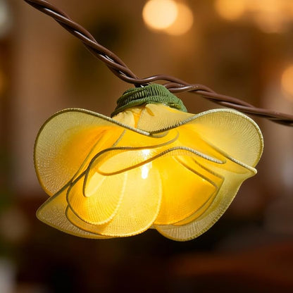 Flower String Lights Plug in with 10 LED Bulbs, Decorative Spring String Lights Indoor for Bedroom, Connectable Flower Fairy Lights Outdoor for Patio Garden Porch Floral Wedding Gifts(Yellow Rose)