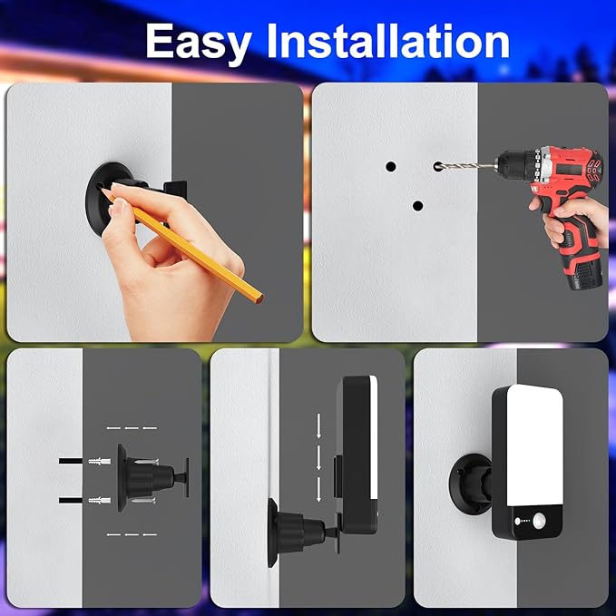 Motion Sensor Outdoor Light, 10000mAh Rechargeable Battery Operated Outdoor Light with 3 Modes, 3000-6000K Dimmable IP65 Waterproof Security Lights for House, Fences, Porches, Garden (2, Black)