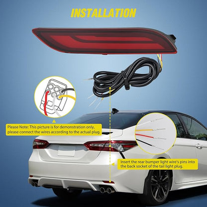 Nilight Rear Bumper Tail Light Compatible with 2018 2019 2020 2021 2022 2023 2024 2025 Toyota Camry Smoke Lens LED Reflector Rear Bumper Lamps Brake Turn Signal Sequential Flashing Driving Taillights