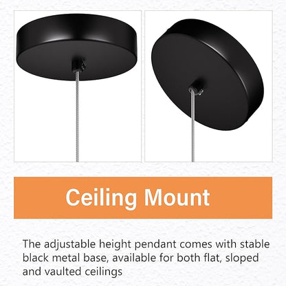 Pendant Lights Kitchen Island, 6500K Modern Kitchen Island Lights Brushed Black, 1 Pack Ceiling Lighting Fixtures with Crystal Bubble, Integrated LED Hanging Light for Dining Room Restaurant