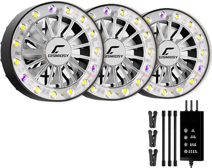Full Spectrum LED Grow Light with Built-in Cooling Fan, Clip on Plant Lights for Indoor Plants, 2/4/8/12H Auto Timer, 3 Dimmable Levels, CRI 90+ Lamp for Plant Shelves & Succulents 3 Packs
