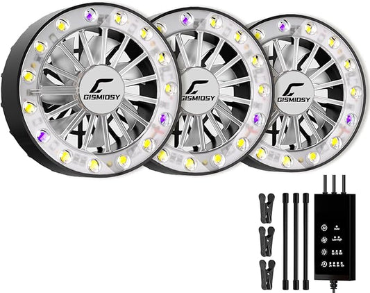 Full Spectrum LED Grow Light with Built-in Cooling Fan, Clip on Plant Lights for Indoor Plants, 2/4/8/12H Auto Timer, 3 Dimmable Levels, CRI 90+ Lamp for Plant Shelves & Succulents 3 Packs