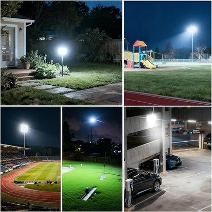 100W Flood Lights Outdoor, 15000lm Bright LED Work Light with Plug, 5000K Daylight White Outdoor Lights, IP65 Waterproof Security Lights for Yard Garage Stadium Playground 2 Pack AC100-120V Voltage