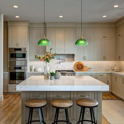 XZHGCEE Vintage Pendant Light Fixtures: Glass Pendant Lights Kitchen Island, Modern Green Pendant Light Fixture for Bedroom Dining Room