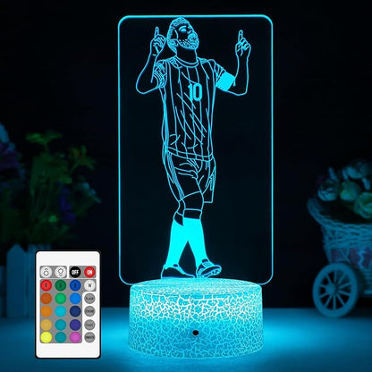 Argentina Soccer Player #10 3D Illsuion Lamp for Boys,16 Colors Changing Dimmable with Night Light，Football Fans Children's Day Gift，Football Fans for Children's Room Decoration (02)