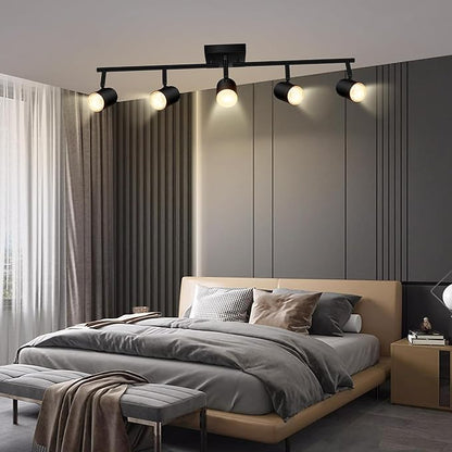BoostArea Track Lighting Kit, Kitchen Lighting Fixtures Ceiling, 5 Light Track Lights, Rotatable Light Heads, Modern Track Lighting Fixtures Ceiling for Bedroom/Living Room,GU10 Bulb Not Included