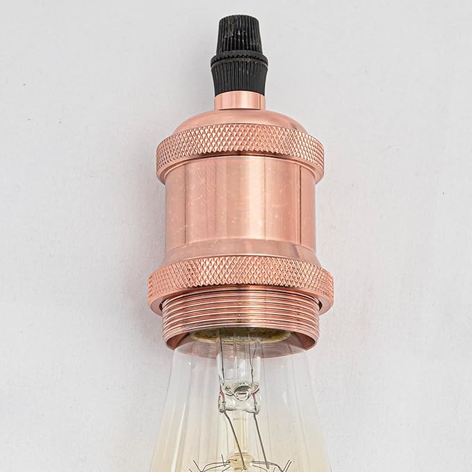 Kiven H-Type Wire Track LightPendants, 23.6 Inch Cord Length Black Weave Rope, Restaurant DecorativePendant Light Industrial Pendant Lamp 3 Pack,Bulb Not Included（Rose Gold）
