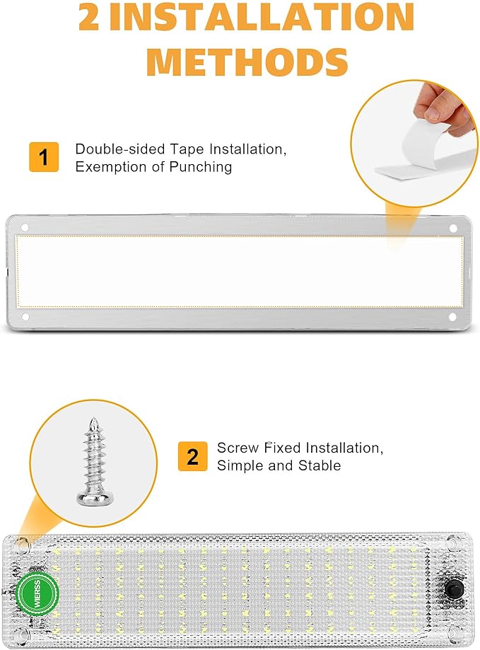 12v LED Interior Light Bar 2376LM DC 12 v Volt led Strip Ceiling Lights Lighting Fixture Inside with On/Off Switch for RV Enclosed Cargo Trailer Van Boat Car Camper (2Pack)