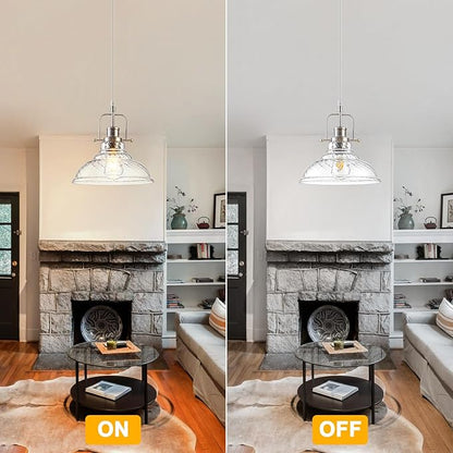 WILON Brushed Nickel Striped Glass Chandelier Pendant Lights Kitchen Island Lighting, Modern Hanging Lamp for Sink Dining Room Over Table Hallway Entryway Bar Foyer Bathroom