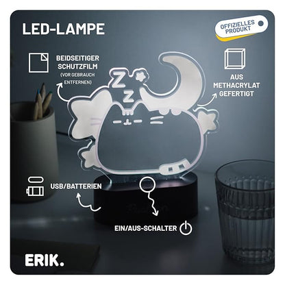 Grupo Erik Official Pusheen Lamp - Kawaii Stuff - Pusheen Gifts - Pusheen Gamer Girl Lamp - Pusheen The Cat Lamp - Baby Night Light - Cat Light