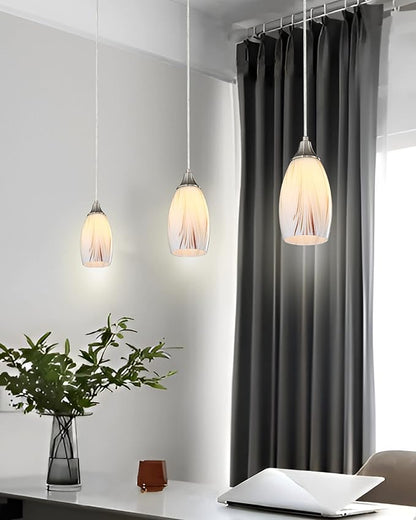 Mini Milk Glass Pendant Lights,Handcrafted Art Glass Pendant Hanging Light fixtures with Brushed Nickel Finish Adjustable Cord Glass Pendant Light Shade for Kitchen Island,Hallway,Dining Room