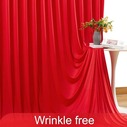 Red Backdrop Curtain for Parties Wedding Wrinkle Free Red Photo Curtains Backdrop Drapes Fabric Decoration for Birthday Party Baby Shower Christmas 5ft x 7ft,2 Panels