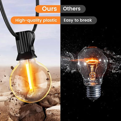 OHLUX 30FT Solar String Lights Outdoor, Waterproof Solar Patio Lights with Remote, 17 Shatterproof LED Filament G40 Globe Bulbs, 2200K Soft White, Dimmable Outside Hanging Light for Backyard Deck