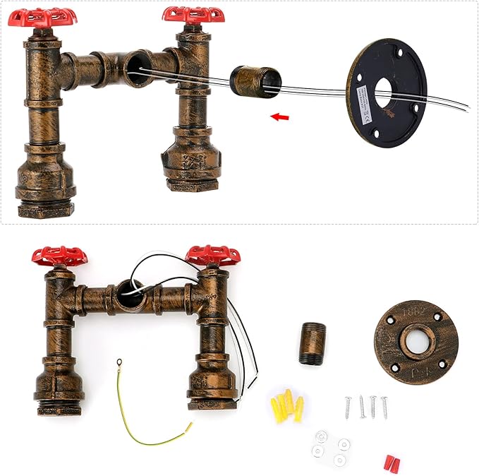 Kawell Vintage Wall Light Fixtures Industrial Retro Wall Sconce Light Creative Water Pipe Wall Lamp Iron Art E26 60W Max for Bedroom Kitchen Restaurant Loft Cafe Bar Hallway