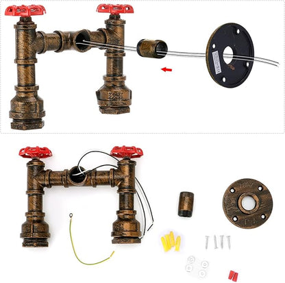 Kawell Vintage Wall Light Fixtures Industrial Retro Wall Sconce Light Creative Water Pipe Wall Lamp Iron Art E26 60W Max for Bedroom Kitchen Restaurant Loft Cafe Bar Hallway