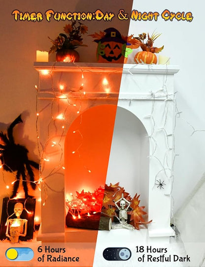 Cshare Halloween String Lights Battery Operated With Timer - 9.8ft 30LED Orange Waterproof Lights for Outside Decorations, Party, Yard, Pathway, Indoor and Outdoor