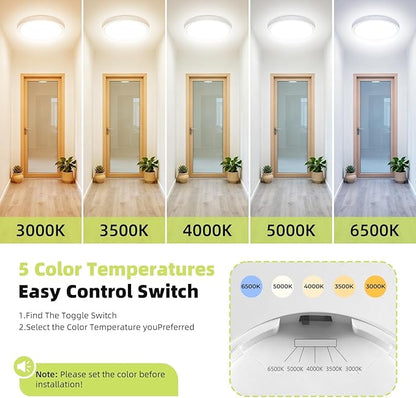 hepside LED Flush Mount Ceiling Light, 15Inch 30W LED Ceiling Lights Fixture,5 Color Temperatures in One,Ultra-Thin Flush Mount Light Fixture for Closet Bathroom Hallway Bedroom Laundry