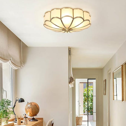 MIXL-18 Inch Brass Flush Mount Ceiling Light,4-Bulbs Flower Shape Living Room Light Fixture,Mid Century Ceiling Lamp for Bedroom and Entryway