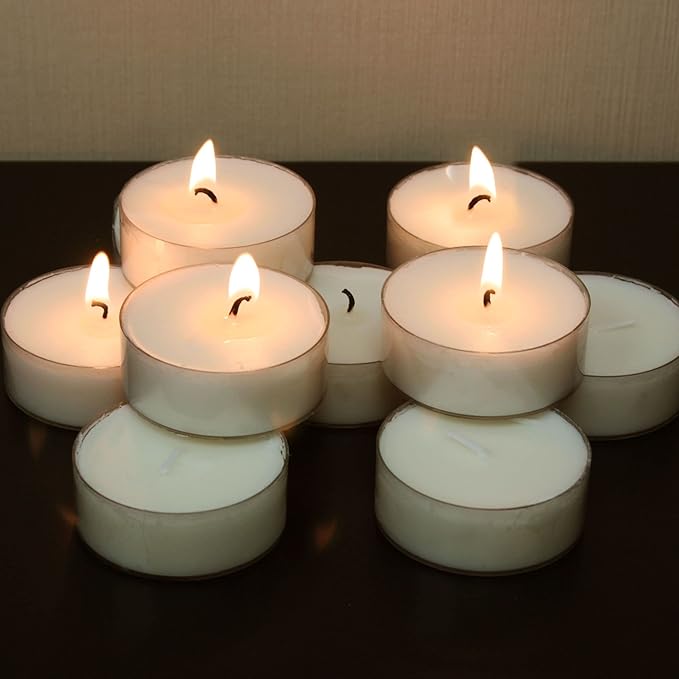 Stonebriar 20 Count Unscented Mega Oversized Clear Cup White Tea Light Candles with 9 Hour Burn Time