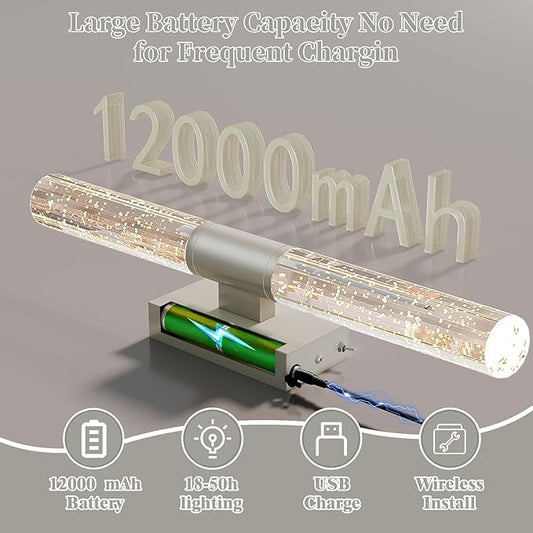 camuucci Battery Operated Wall Sconces Set of 2 Rechargeable Battery Powered Wall Light with 12000mAh Not Hardwired Dimmable Wall Lamp Fixtures for Bedroom Living Room Silver 20.9 Inches