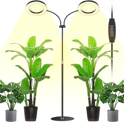 48W LED Grow Light for Indoor Plants, Dual-Head Plant Light with Full Spectrum, Adjustable Height 23-67"", Timer & Dimming, UV Light for Plants Indoor, Grow Lamp for Tall Houseplants