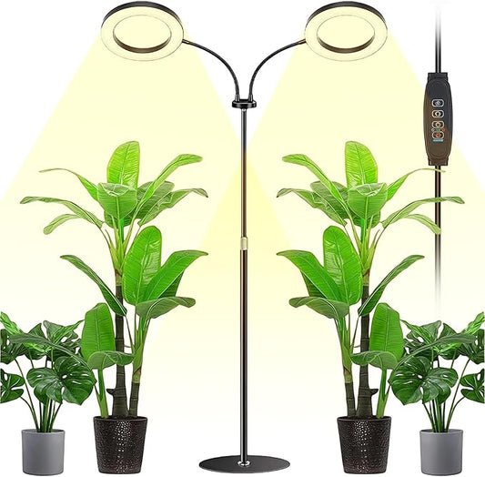 48W LED Grow Light for Indoor Plants, Dual-Head Plant Light with Full Spectrum, Adjustable Height 23-67"", Timer & Dimming, UV Light for Plants Indoor, Grow Lamp for Tall Houseplants