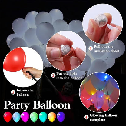 100pcs Balloon Lights,Round LED Ball Lamp for Latex Balloon Paper Lantern Party Wedding Festival Christmas Halloween Decorative，Long Standby Time Waterpro of Mini Light (White)