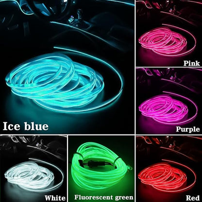 EL Wire Car Interior LED Strips Lights, 16FT 5V USB Auto Neon Light Strip, Electroluminescent Vehicle Interior Ambient Lighting Decor, Universal for RV, SUV, Truck (Fluorescence Green)