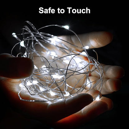ZGWJ Fairy Lights Battery Operated, 100 Pack Twinkle String Lights 20 LED 7FT 3 Lighting Modes for Bedroom Decor, Easter, Halloween, Christmas, Party Indoor and Outdoor Decoration (White, 100PCS)