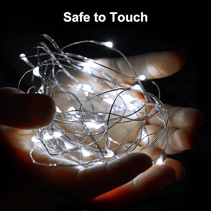 ZGWJ Fairy Lights Battery Operated, 50 Pack Twinkle String Lights 20 LED 7FT 3 Lighting Modes for Bedroom Decor, Wedding, Halloween, Christmas, Party Indoor and Outdoor Decoration (White, 50PCS)