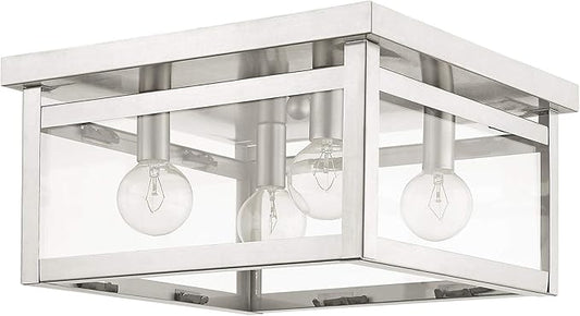 Livex Lighting 4032-91 Milford 4-Light Ceiling Mount, Brushed Nickel, 6.00x11.00x11.00