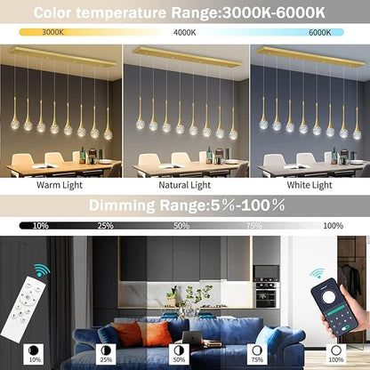 8 Light Modern Glam Crystal Rectangular Chandelier for High Ceiling LED Dimmable Ceiling Pendant Light Kitchen Island Staircase Foyer Enterway Living Room Chandelier Lighting Antique Gold