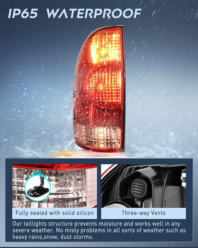 Nilight Taillight Assembly Compatible with Toyota Tacoma 2005 2006 2007 2008 2009 2010 2011 2012 2013 2014 2015 Rear Tail Light Lamp Replacement OE Style Driver Side