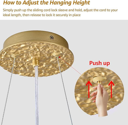 EGM Gold Tree Branch Crystal Chandelier, 32 Inch Modern Raindrop Crystal Ceiling Light Fixtures 10-Light(E12), Hanging Round Chandeliers for Dining Room Living Room Bedroom Foyer