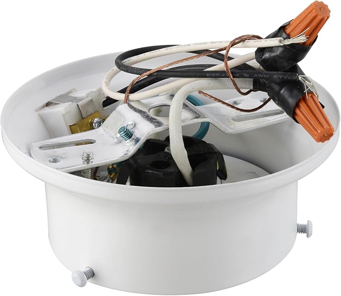Aspen Creative 22103-03-1, Flush Mount Ceiling Fixture Shade Holder Kit with Outlet in Matte White Finish 3-5/8" Fitter, 4-3/4" Diameter x 2" Height