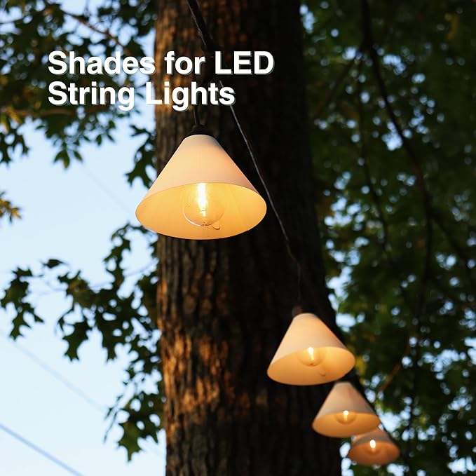 Off White Light Covers for Outdoor Lights – 8 Pack LED Lite Covers Decorative for String Lights – Outdoor Lights Bulb Cover Shades – Patio, Garden, Backyard Party Lighting