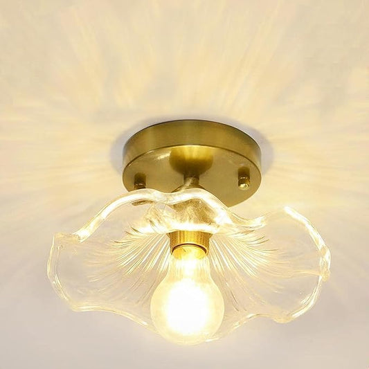 Bubble Ball Semi Flush Mount Ceiling Light Fixture, 24" Bubble Chandelier, Modern Hand Blown Glass Chandelier for Bedroom, Living Room, Dining Room (XD02)