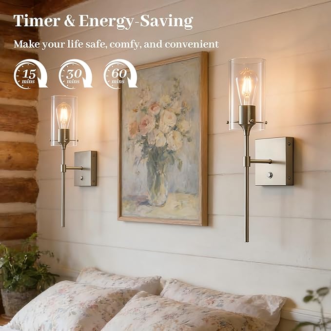 Battery Operated Wall Sconce with Remote Control Set of 2, Dimmable Wall Light Fixture Rechargeable, Nickel Wireless Wall Mount Lamp for Living Room Bedside Hallway Lounge, Bulb Included