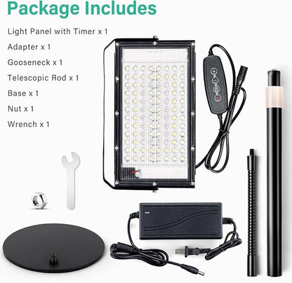 LBW Grow Light for Indoor Plants, Full Spectrum Desk LED Plant Light, Large Grow Lamp with 4H/8H/12H Timer, 6-Level Brightness, Height Adjustable, Flexible Gooseneck,Ideal for Indoor Growth