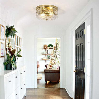 LamQee 2-Light Flush Mount Ceiling Light Farmhouse Kitchen Island Ceiling Light with Bubble Glass Close to Ceiling Light Fixture for Living Room Bedroom Foyer Hallway
