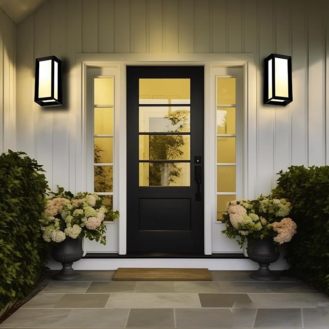 rosykite Outdoor Wall Sconce Lights 2Pack, Square LED Outdoor Wall Lights 18W, 3CCT Selectable 3000K 4000K 5000K Daylight, Modern Waterproof Exterior Wall Light for House, Porch, Garage
