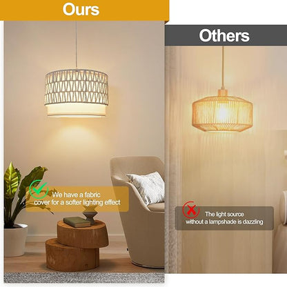Plug in Hanging Lamp with RGB Smart Bulb Plug-in Cord Pendant Light with 15ft Cord Fixture Pendant Lights for Bedroom Kitchen Living Room Dining Room