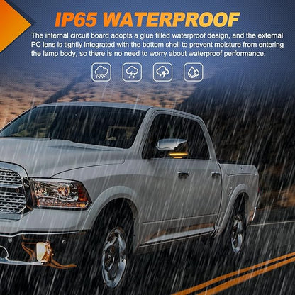 Nilight Side Mirror Marker Light Switchback Amber Turn Signals White Puddle Lights Smoked Lens Plug and Play Compatible With 2009-2018 Ram 1500 2500 3500 2009-2022 Classic