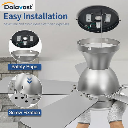 Ceiling Fans with Lights, 36 Inch Low Profile Ceiling Fan with Light and Remote Control, Flush Mount, Reversible, 3CCT, Dimmable LED, Quiet, Nickel Ceiling Fan for Bedroom, Kitchen,Office