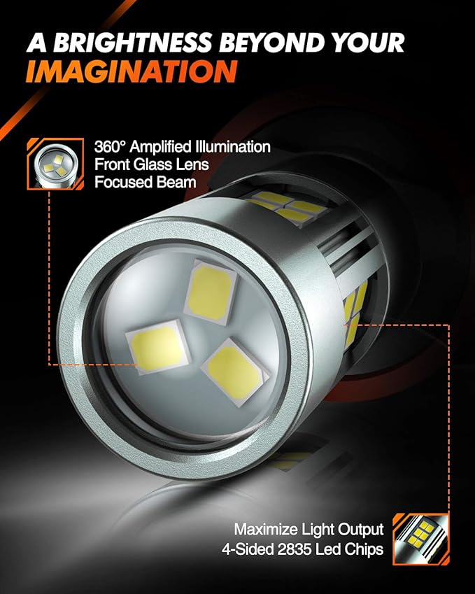 SEALIGHT H11 H8 H16 LED Fog Light Bulbs or DRL, Real 360° illumination Fog Bulbs, 6000K 400% Brightness Upgraded, H16 Front Fog Lamp,Non-polarity, Pack of 2, Plug&Play