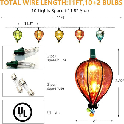DOGHLY 11FT Fairy String Lights with 10 Color Bulbs Decorations, Outdoor Tropical Beach Theme Lights Patio String Lights for Party Camping Wedding Decor, UL Listed, Connectable, 2 Pcs