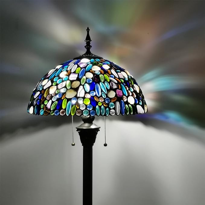 Tiffany Floor Lamp-Stained Glass Tiffany Style Floor Lamps with Natural Shell,70in high Antique Tiffany Standing Reading Light for Corner Bedroom Home Office